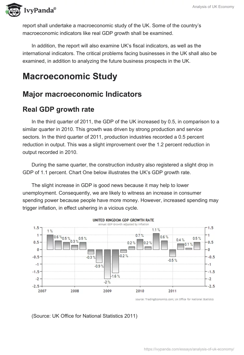 Analysis of UK Economy. Page 2