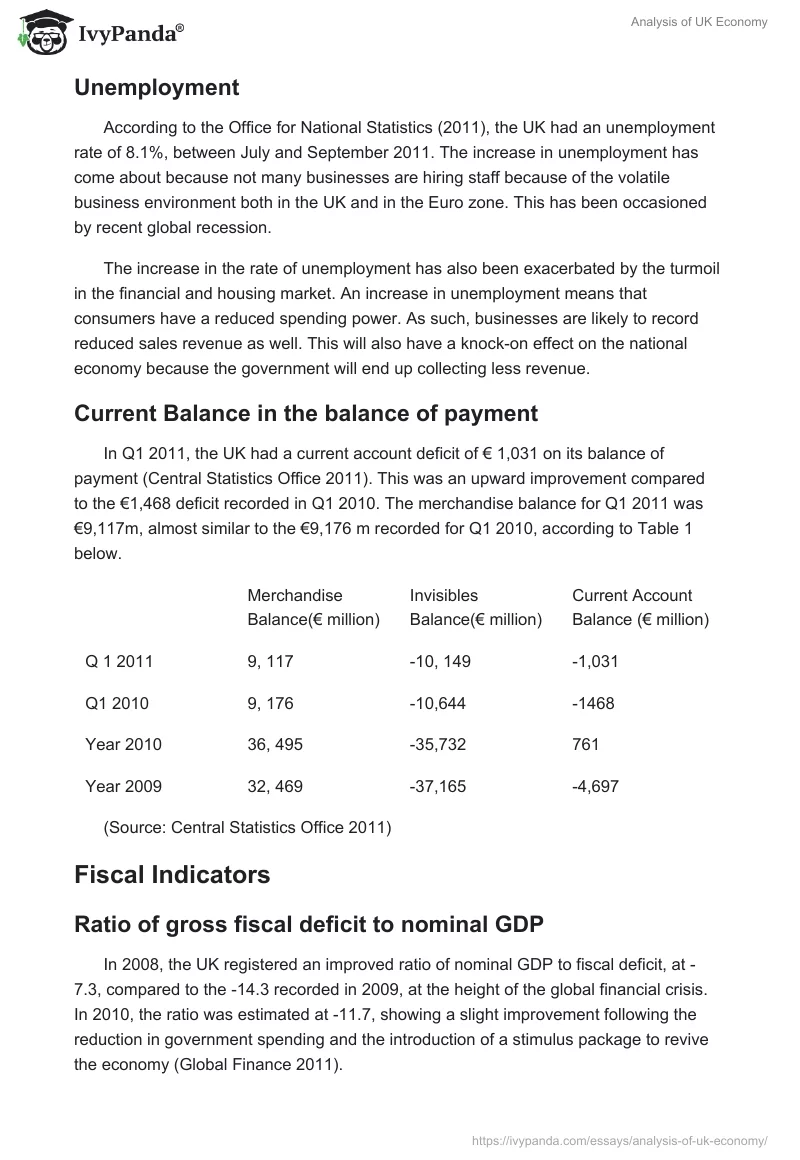 Analysis of UK Economy. Page 3