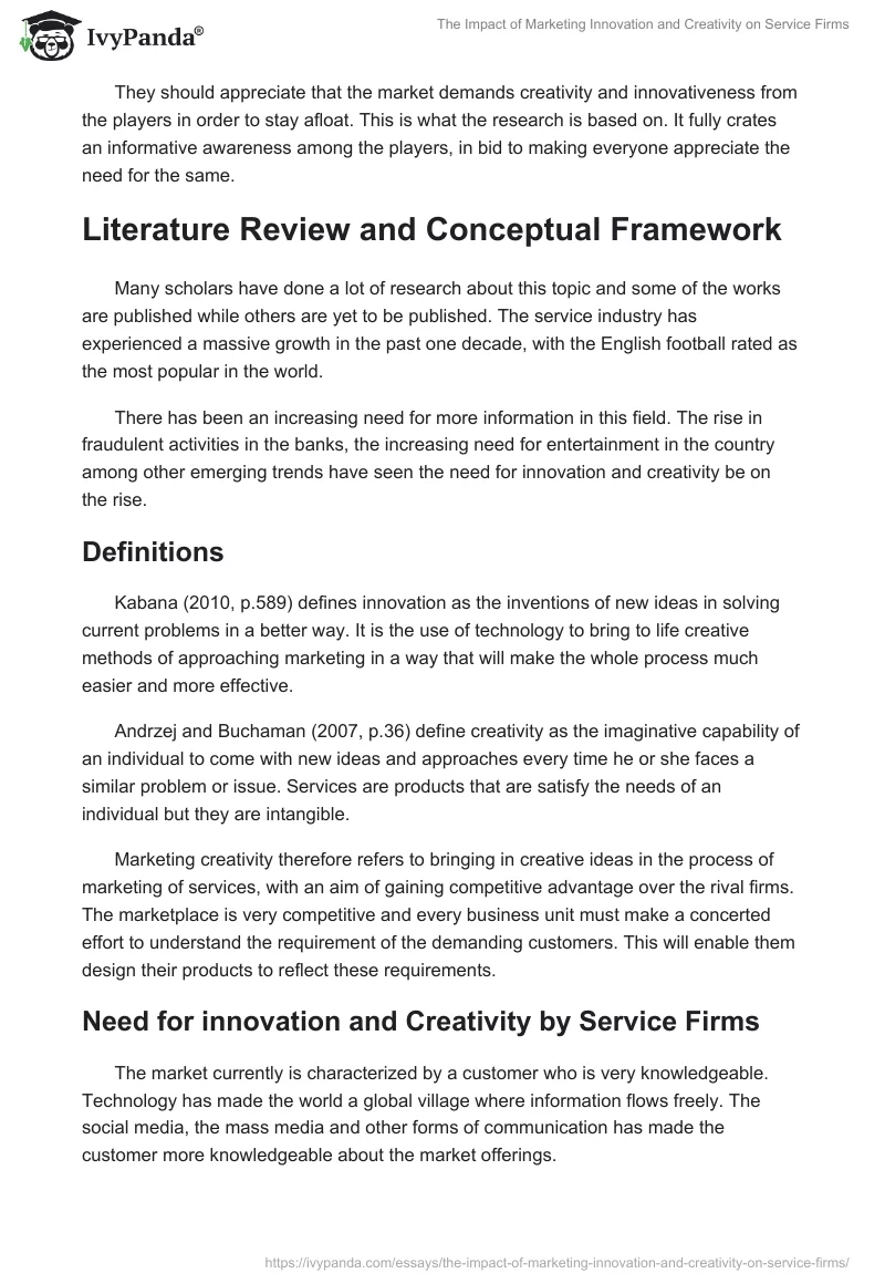 The Impact of Marketing Innovation and Creativity on Service Firms. Page 4