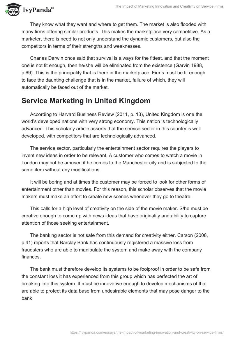 The Impact of Marketing Innovation and Creativity on Service Firms. Page 5