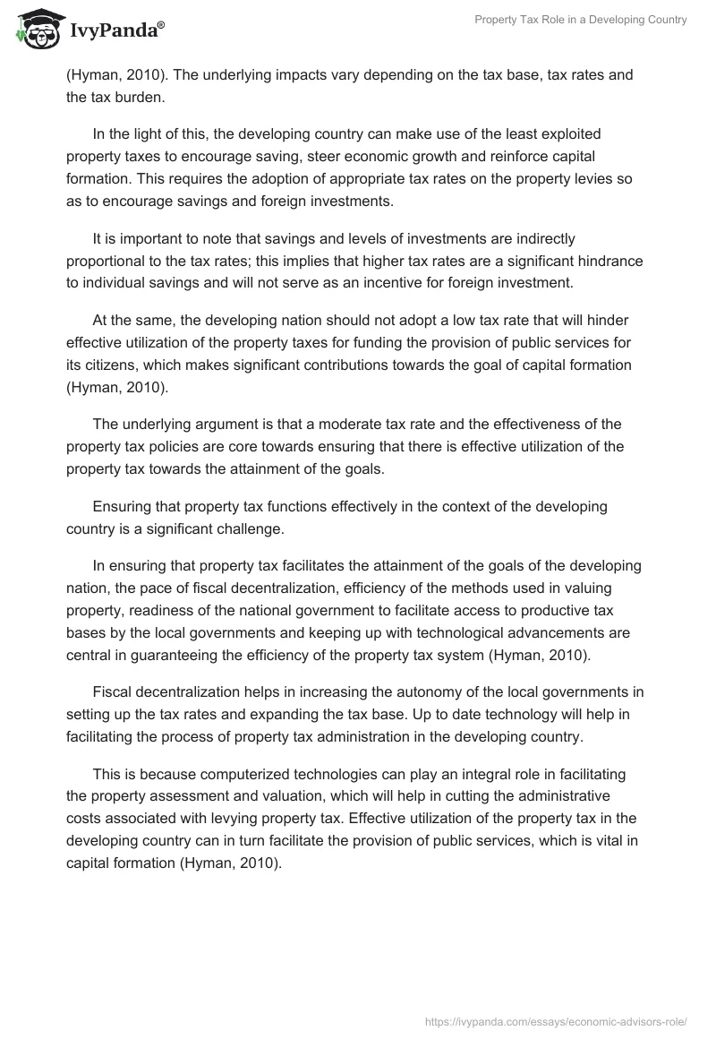 Property Tax Role in a Developing Country. Page 2