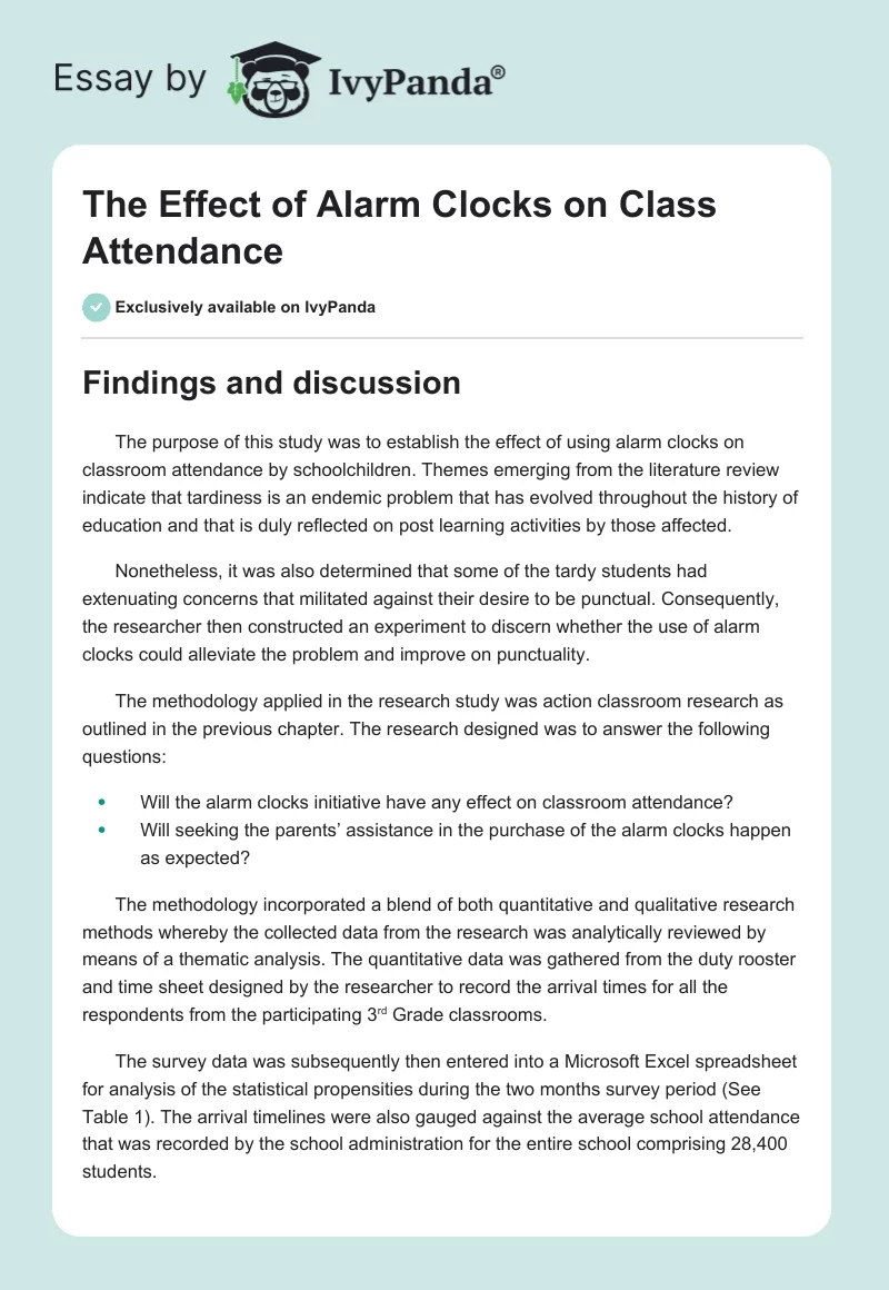 The Effect of Alarm Clocks on Class Attendance. Page 1
