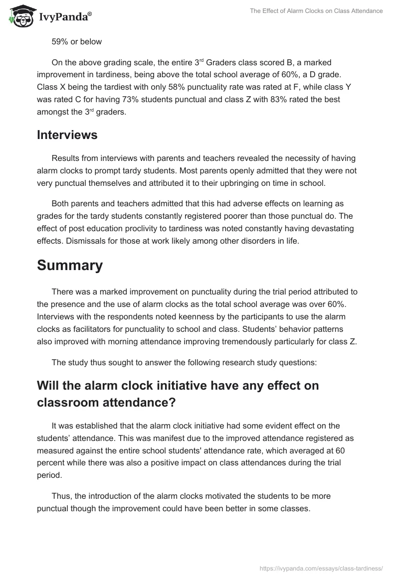 The Effect of Alarm Clocks on Class Attendance. Page 5