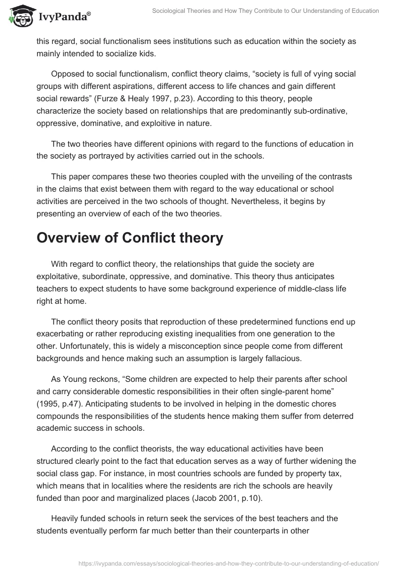 Sociological Theories and How They Contribute to Our Understanding of Education. Page 3