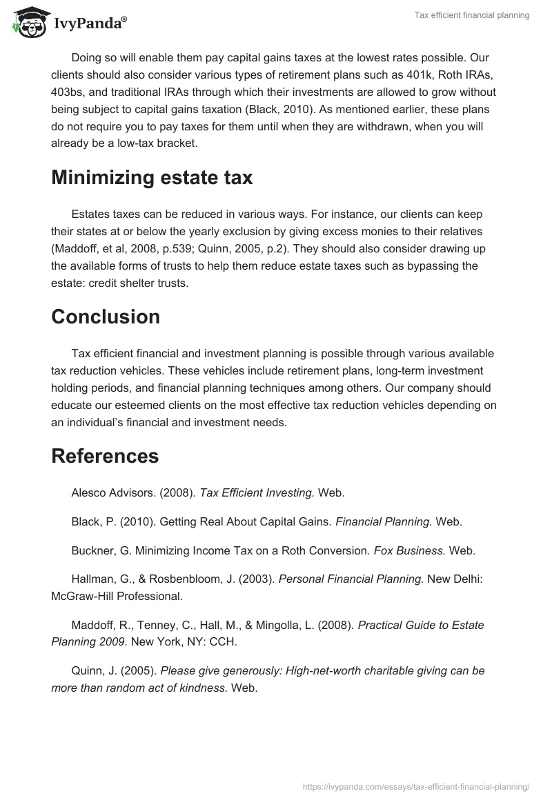 Tax efficient financial planning. Page 3