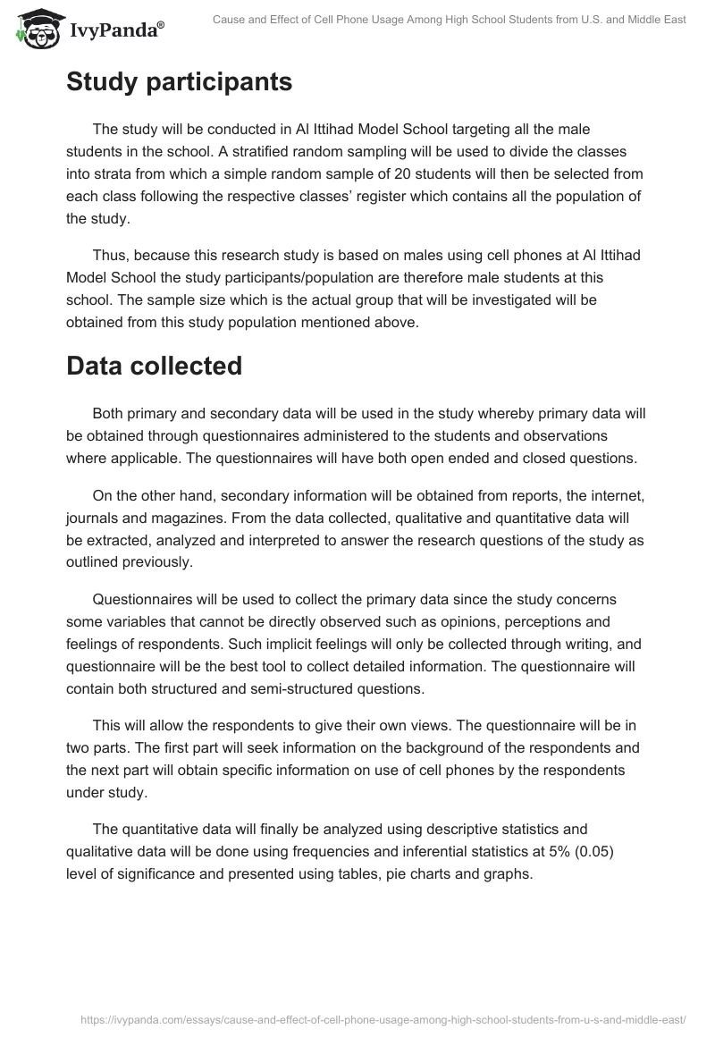 Cause and Effect of Cell Phone Usage Among High School Students from U.S. and Middle East. Page 2