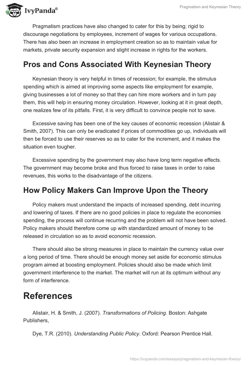 Pragmatism and Keynesian Theory. Page 2
