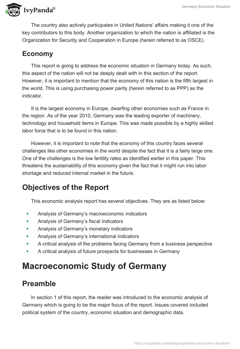 Economic Situation in Germany: Analysis & Forecasts. Page 4