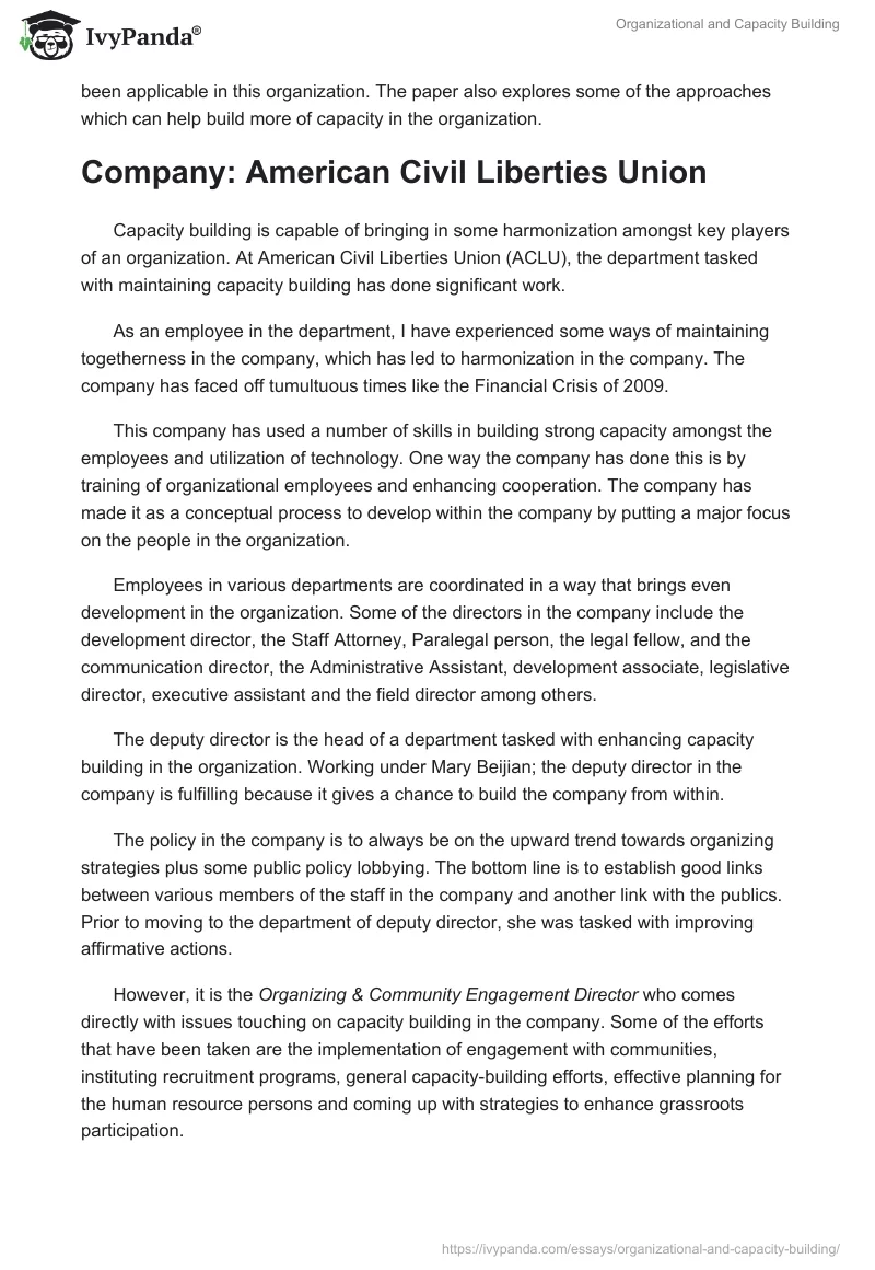 Organizational and Capacity Building. Page 2
