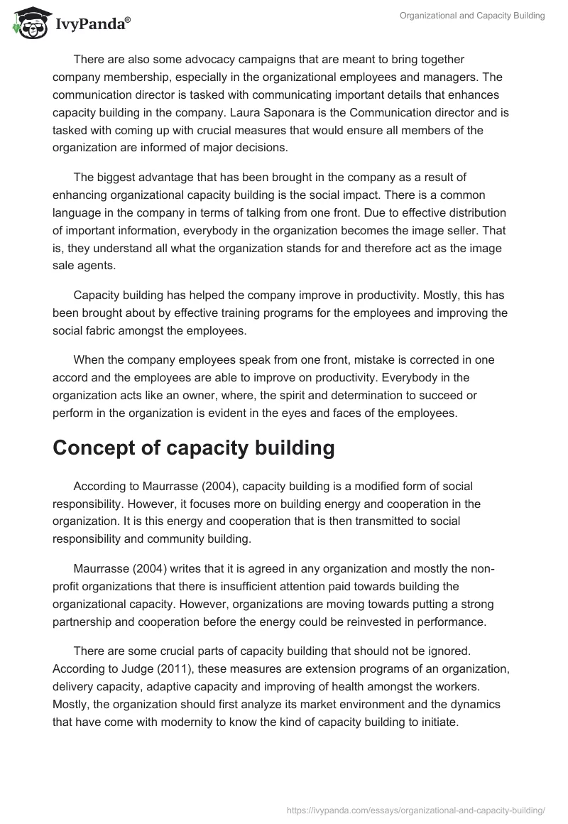 Organizational and Capacity Building. Page 3