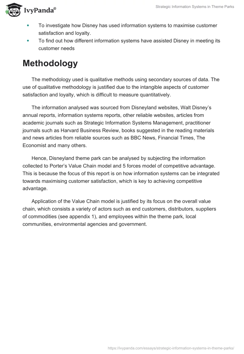 Strategic Information Systems in Theme Parks. Page 4