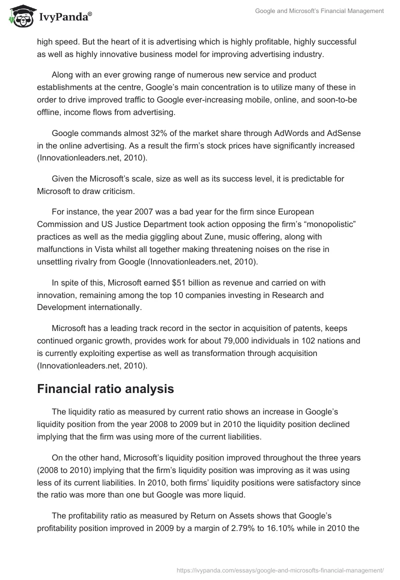 Google and Microsoft’s Financial Management. Page 3