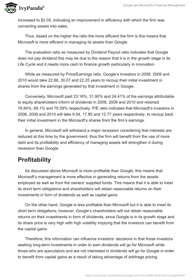 Google and Microsoft’s Financial Management. Page 5
