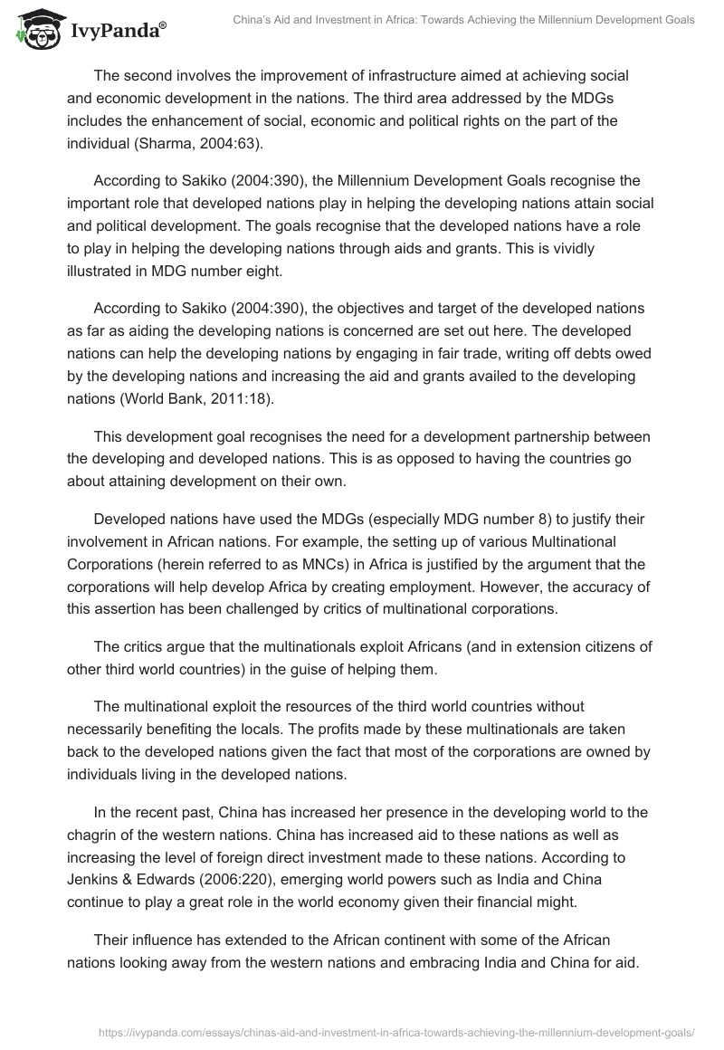 China’s Aid and Investment in Africa: Towards Achieving the Millennium Development Goals. Page 3