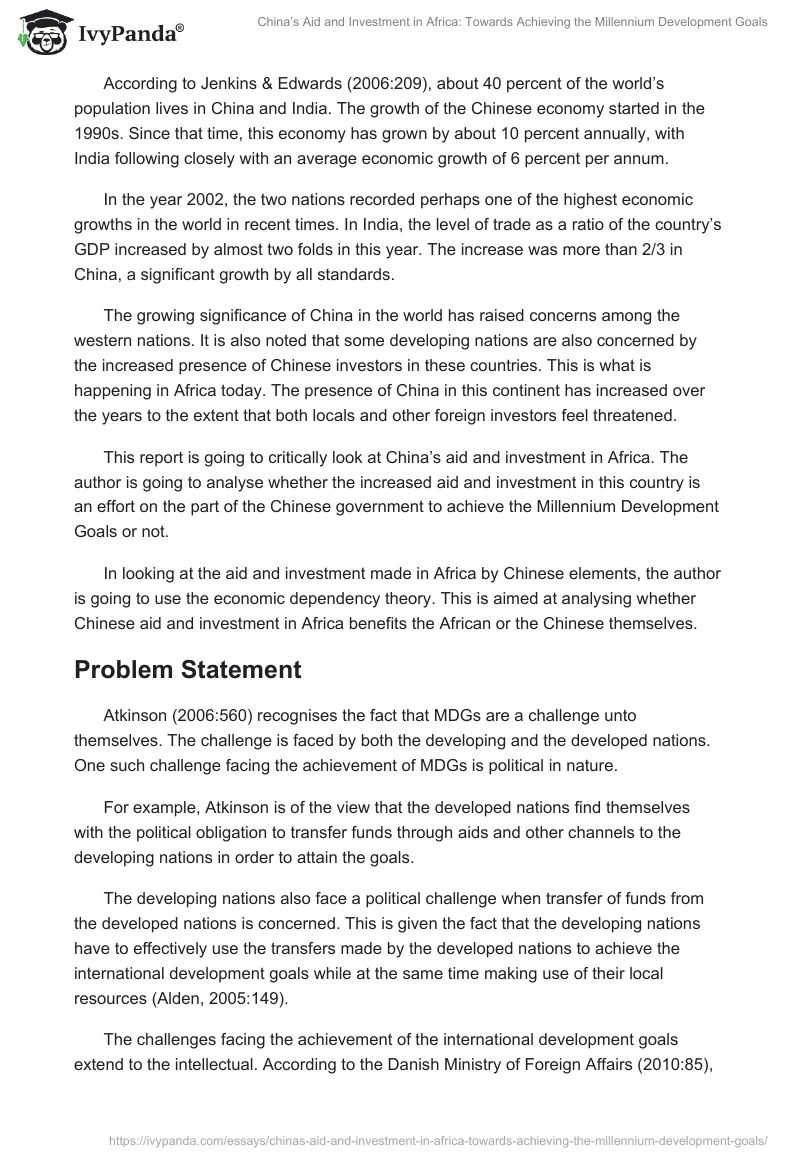 China’s Aid and Investment in Africa: Towards Achieving the Millennium Development Goals. Page 4
