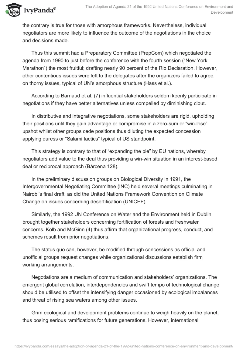 The Adoption of Agenda 21 of the 1992 United Nations Conference on Environment and Development. Page 2