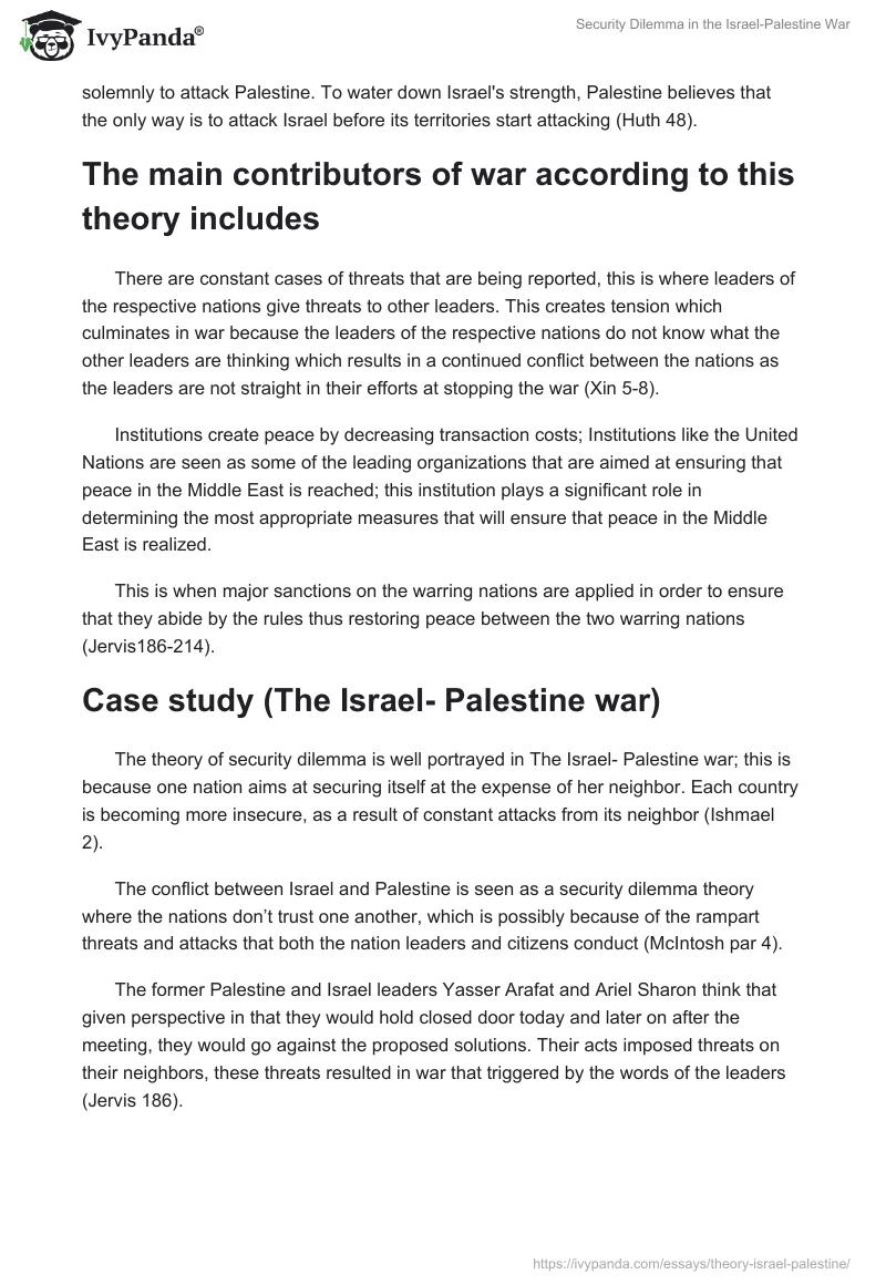 Security Dilemma in the Israel-Palestine War. Page 4