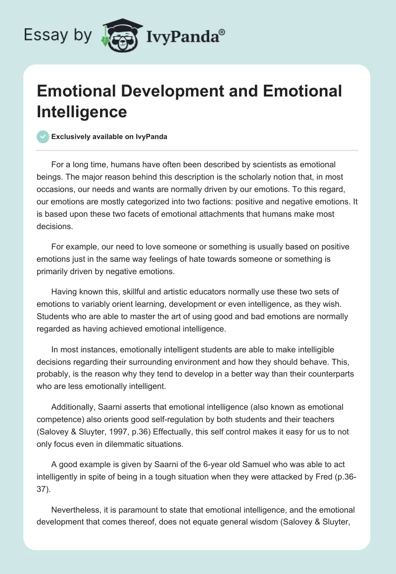 Emotional Development and Emotional Intelligence. Page 1