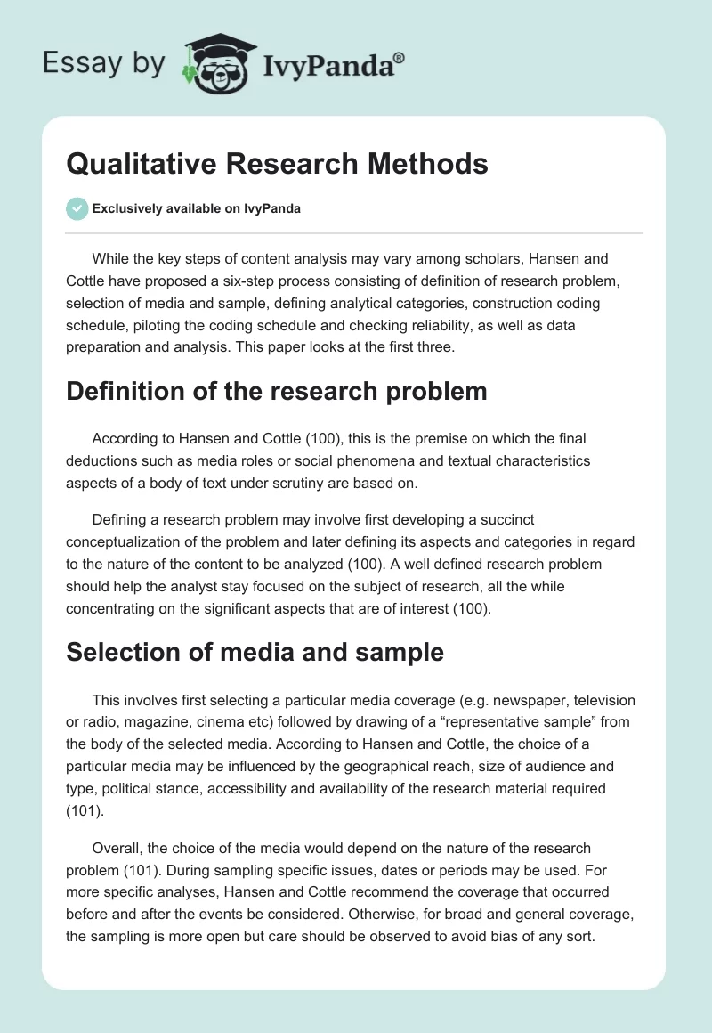 Qualitative Research Methods. Page 1