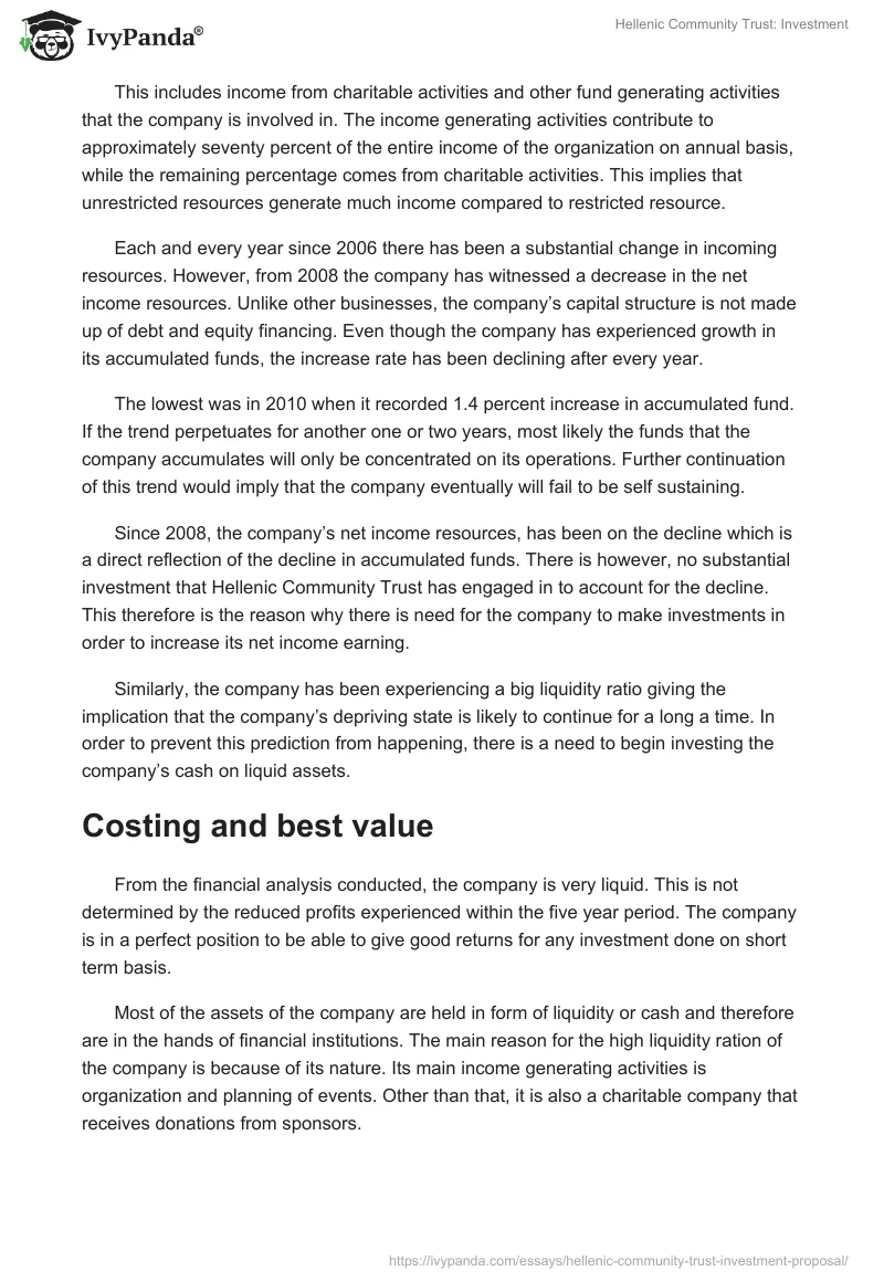 Hellenic Community Trust: Investment. Page 2