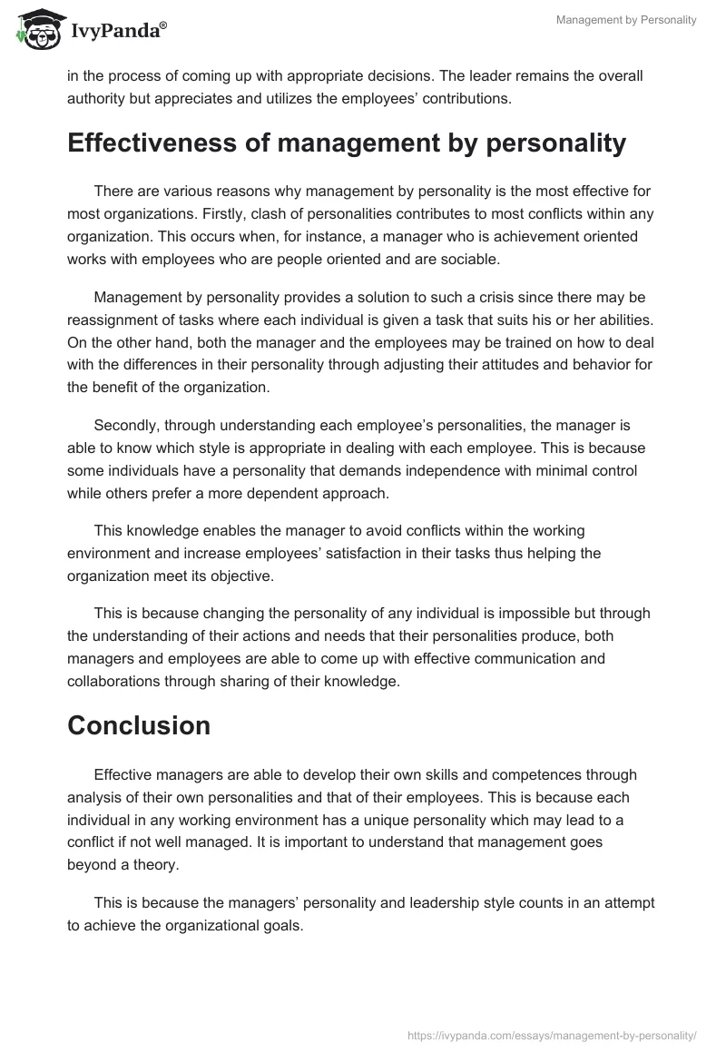 Management by Personality. Page 4