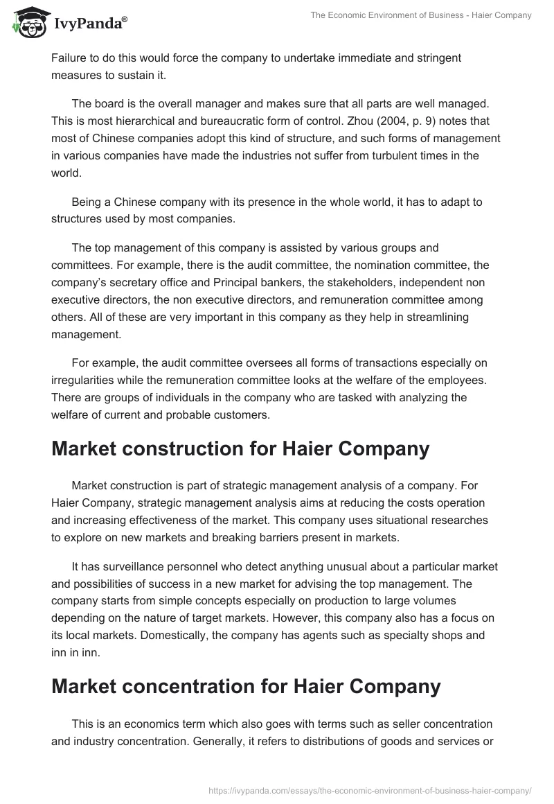 The Economic Environment of Business - Haier Company. Page 5