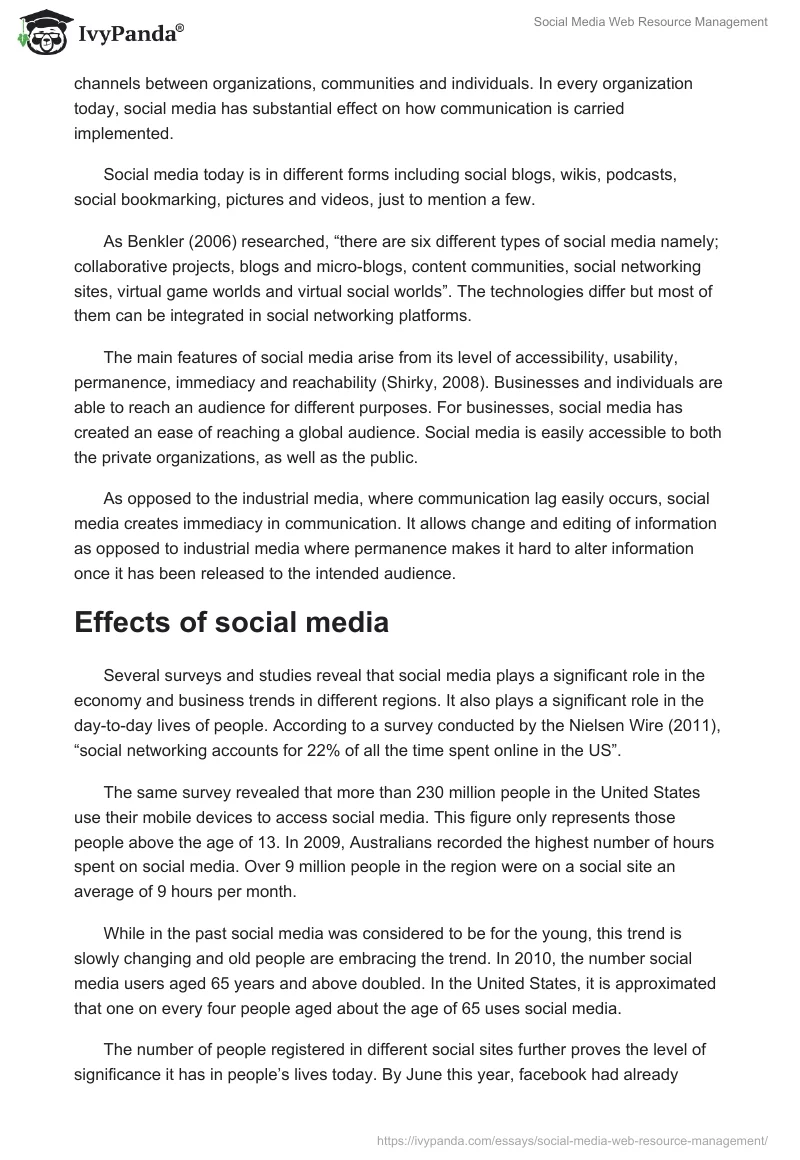 Social Media Web Resource Management. Page 2