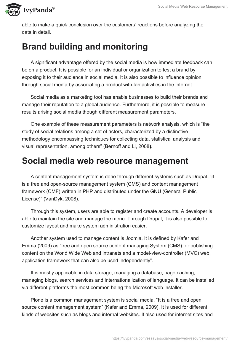 Social Media Web Resource Management. Page 4