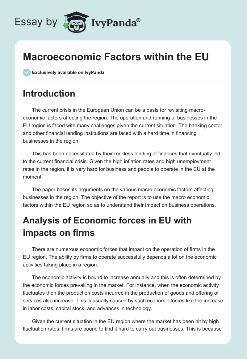 Macroeconomic Factors within the EU. Page 1