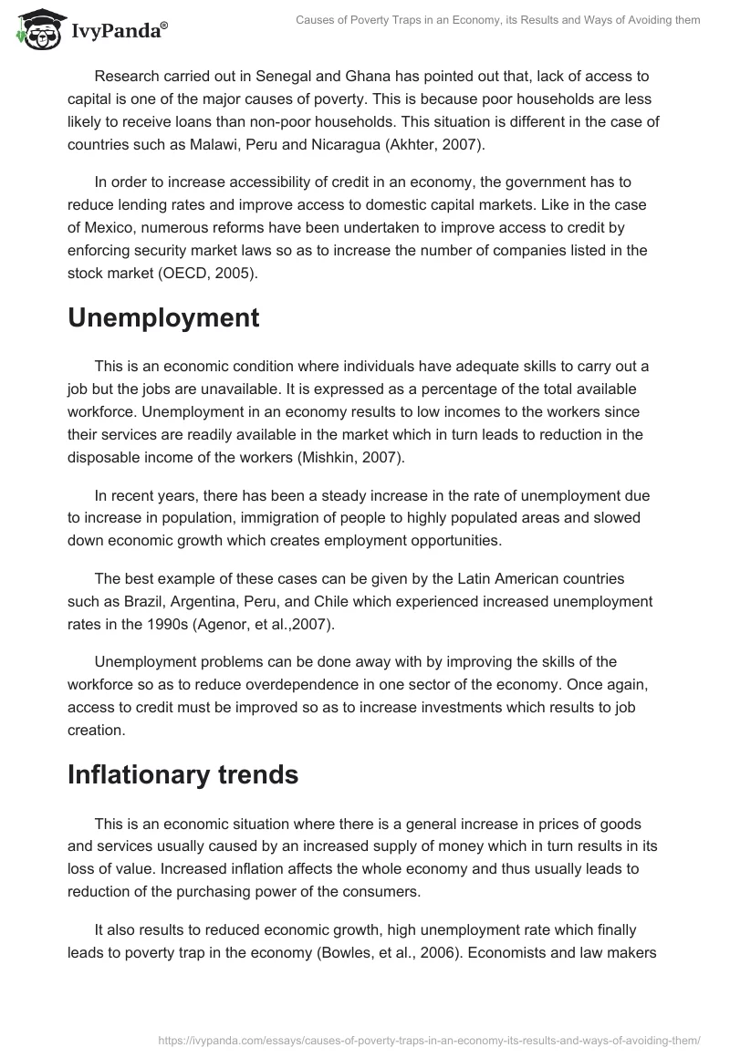 Causes of Poverty Traps in an Economy, Its Results and Ways of Avoiding Them. Page 2