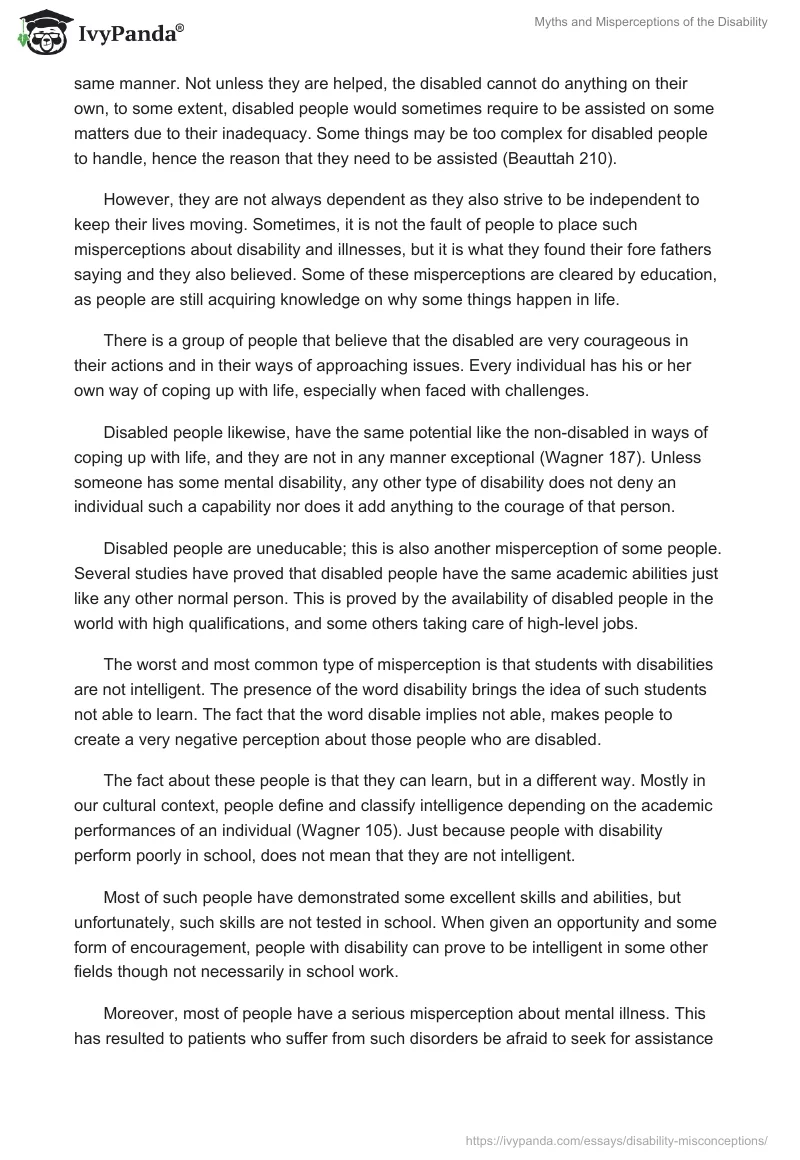 Myths and Misperceptions of the Disability . Page 2