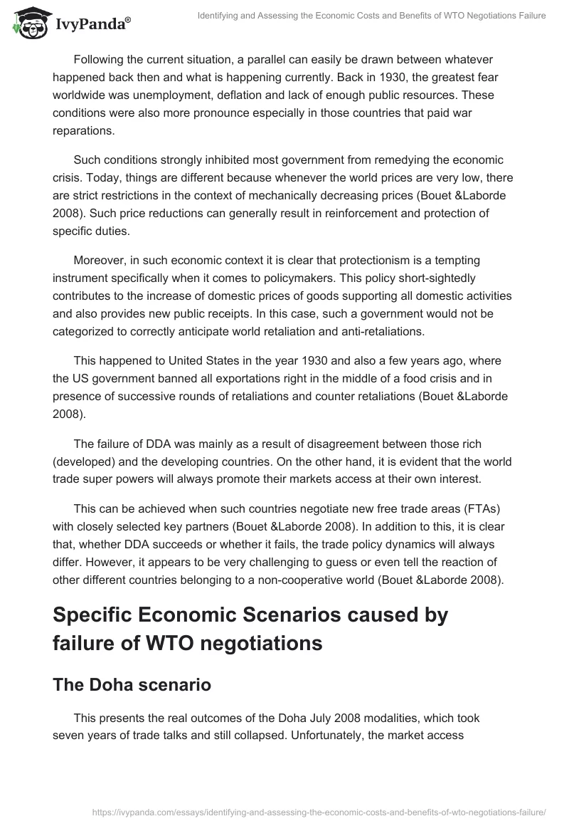 Identifying and Assessing the Economic Costs and Benefits of WTO Negotiations Failure. Page 5