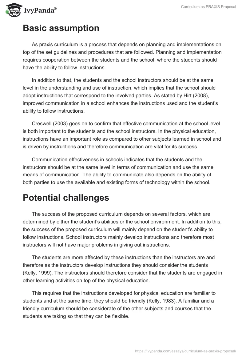 Curriculum as PRAXIS Proposal. Page 4