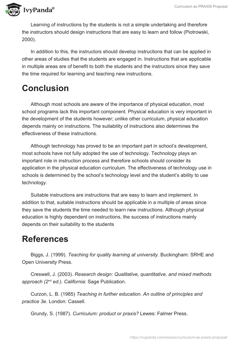 Curriculum as PRAXIS Proposal. Page 5