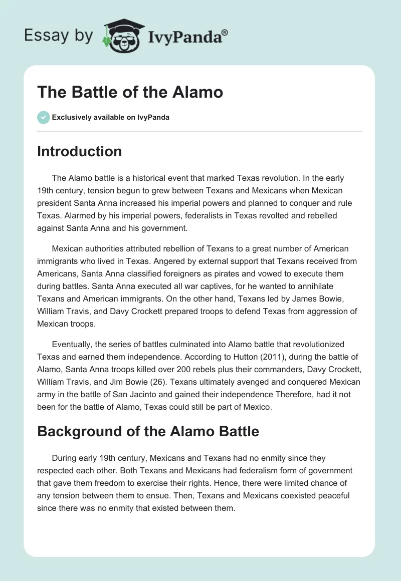 The Battle of the Alamo. Page 1