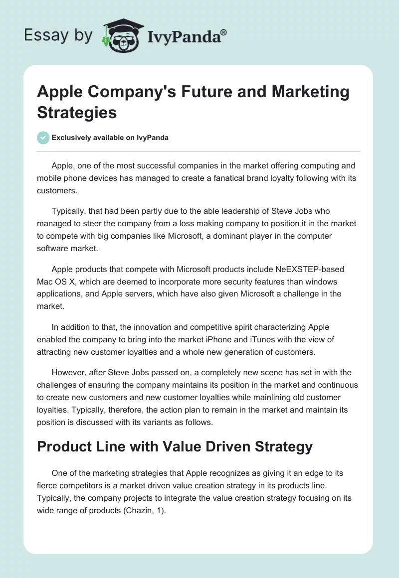 Apple Company's Future and Marketing Strategies. Page 1