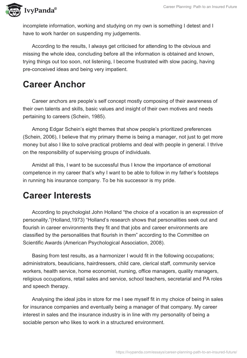 Career Planning: Path to an Insured Future. Page 3