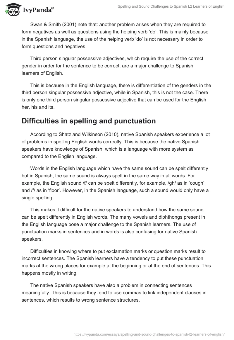 Spelling and Sound Challenges to Spanish L2 Learners of English. Page 4
