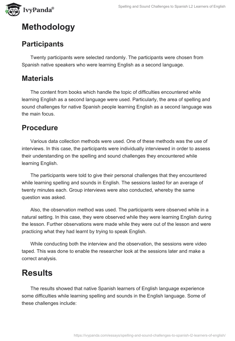 Spelling and Sound Challenges to Spanish L2 Learners of English. Page 5