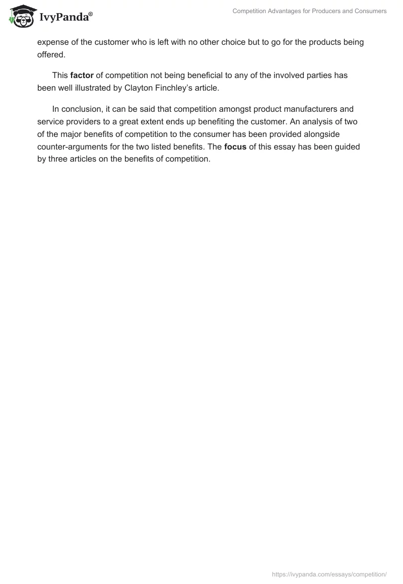Competition Advantages for Producers and Consumers. Page 3