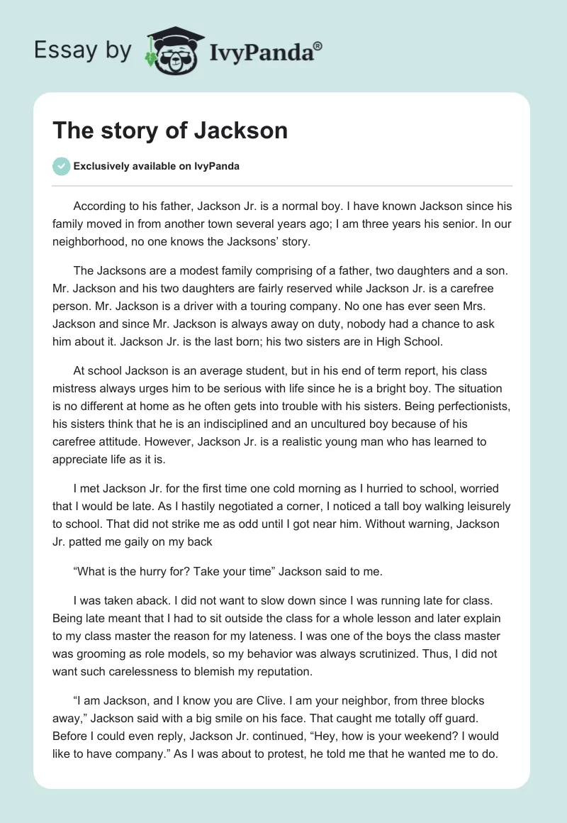 The story of Jackson. Page 1