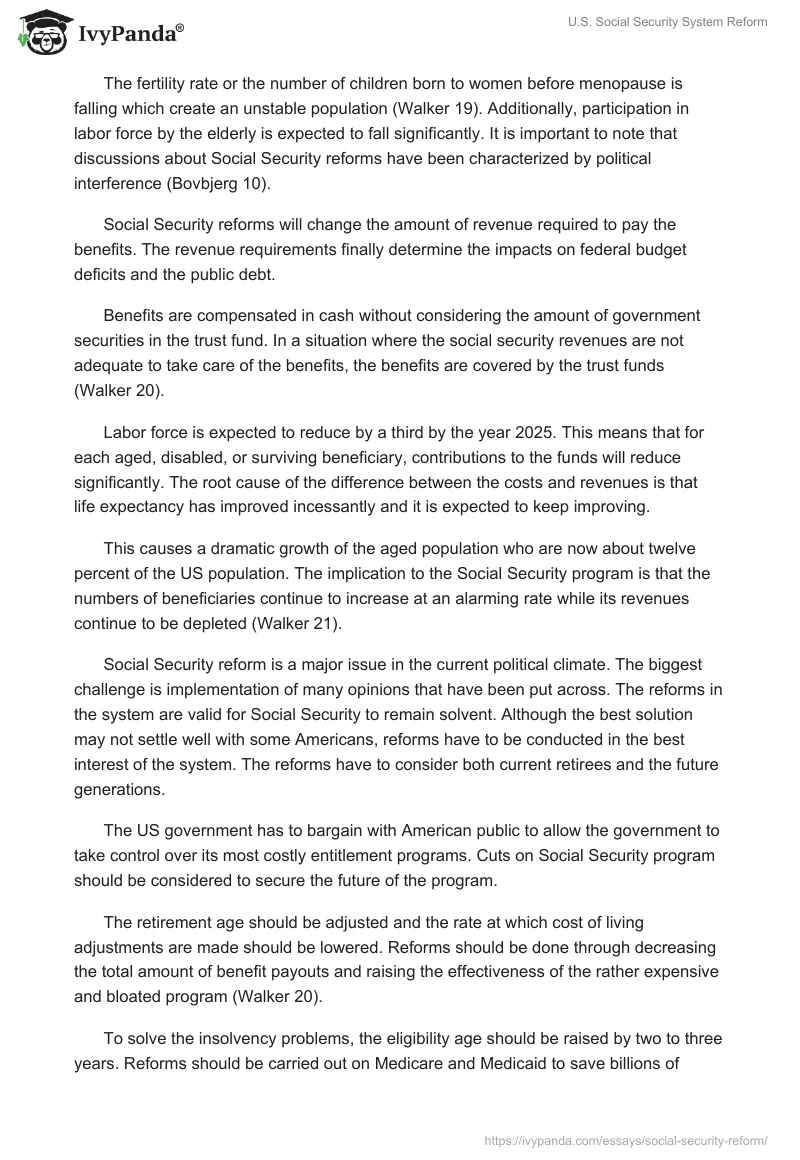 U.S. Social Security System Reform. Page 2