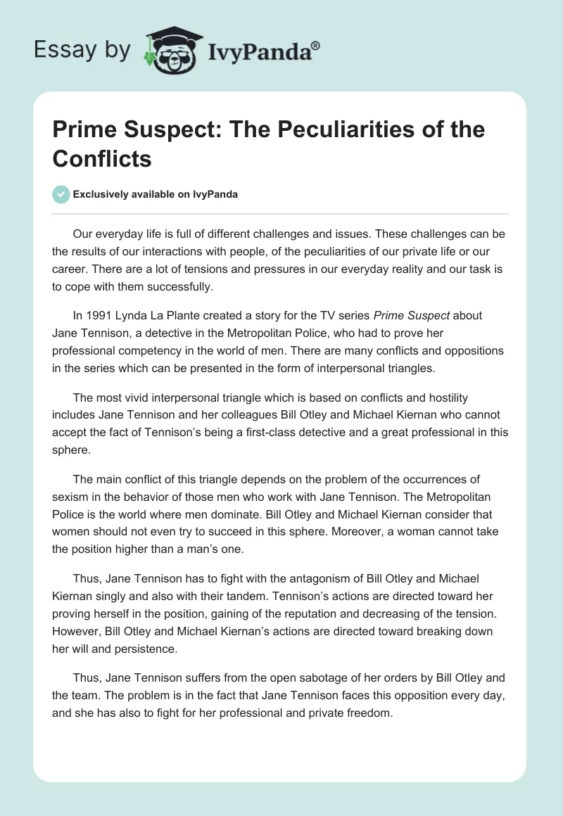 Prime Suspect: The Peculiarities of the Conflicts. Page 1