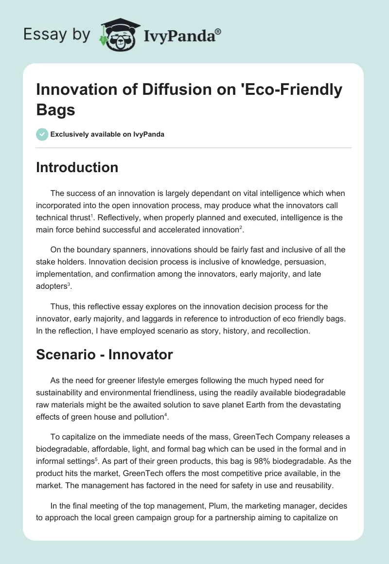 Innovation of Diffusion on 'Eco-Friendly Bags. Page 1