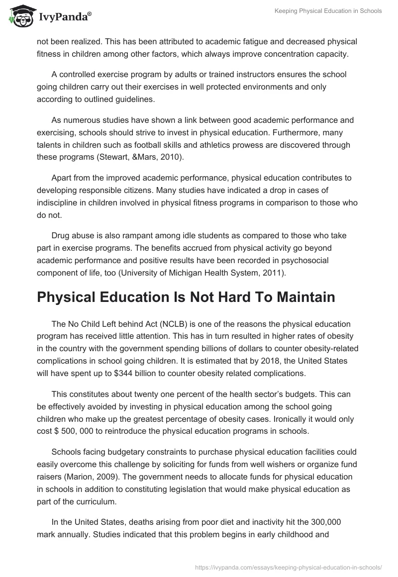 Keeping Physical Education in Schools. Page 3