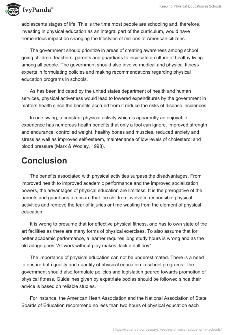 Keeping Physical Education in Schools. Page 4
