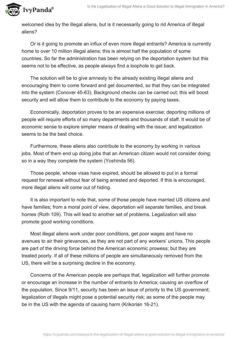 Is the Legalization of Illegal Aliens a Good Solution to Illegal Immigration in America?. Page 2