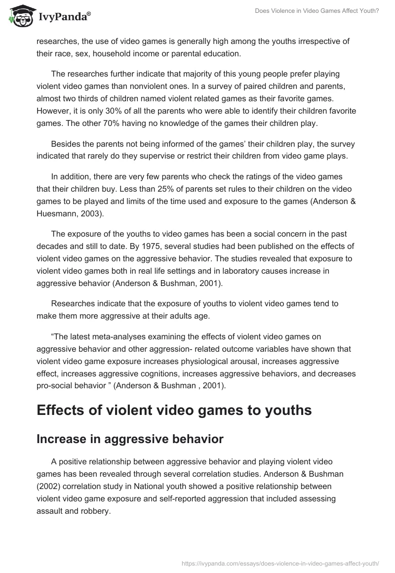 Does Violence in Video Games Affect Youth?. Page 2