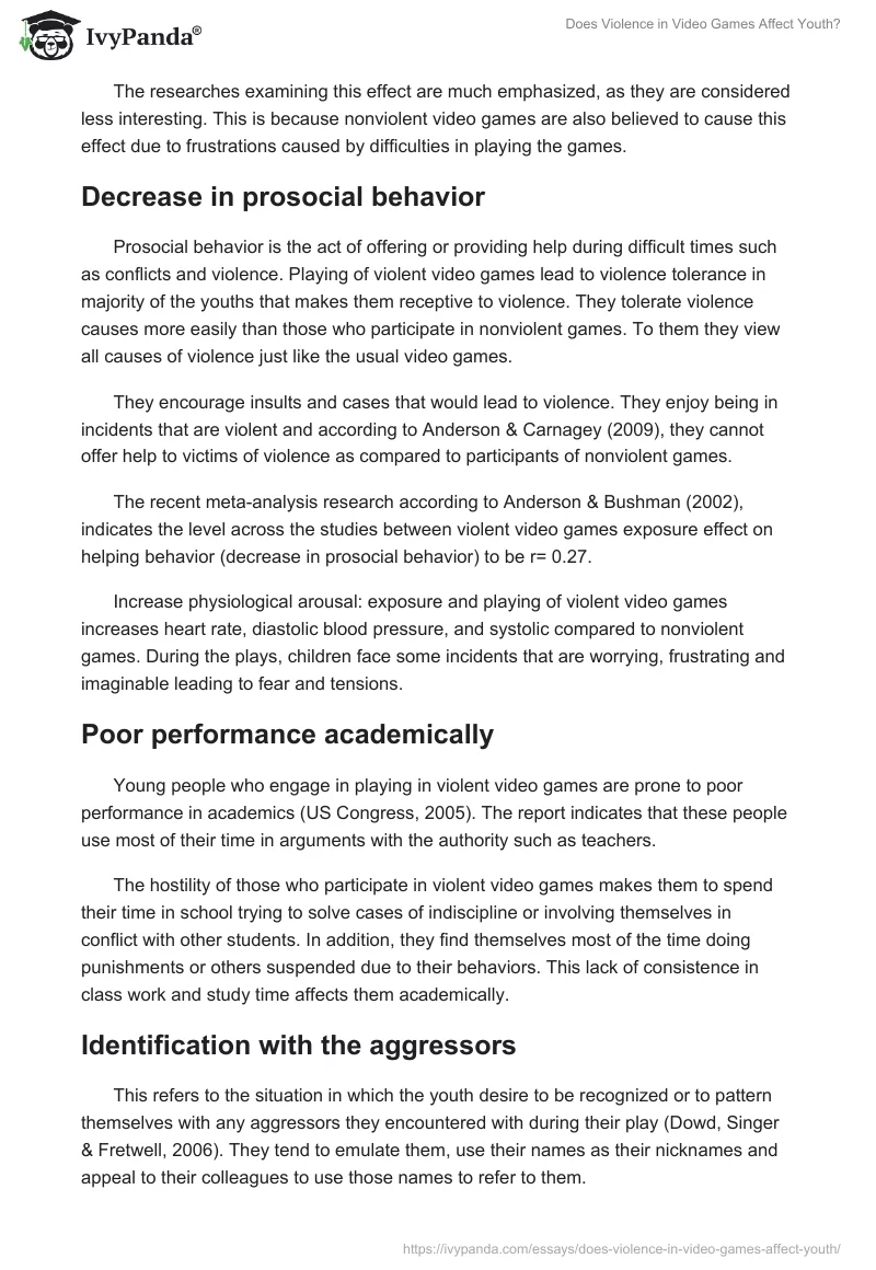 Does Violence in Video Games Affect Youth?. Page 5