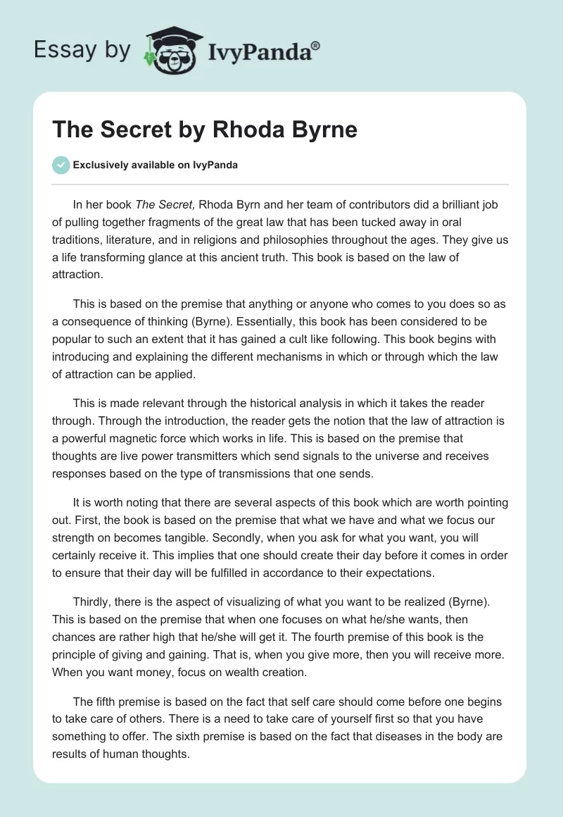 The Secret by Rhoda Byrne. Page 1